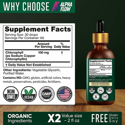 OEM Private Label Liquid Chlorophyll Herbal Extract Chlorophyll Drops Energy Supplement