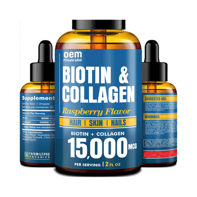 OEM Oral Liquid Biotin Collagen For Hair Growth And Skin Health Drops Liquid Collagen And Biotin