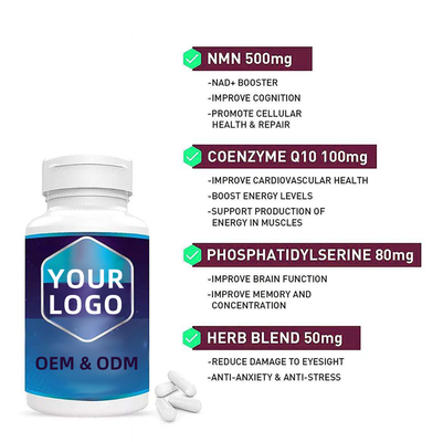 OEM Best Nootropic Capsules Advanced Formula NAD+ Booster Anti Aging NMN Capsules with CoQ10