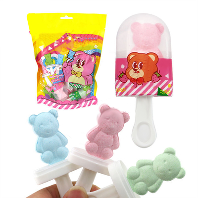 Bagged Pressed Candy Teddy Bear Lollipop / Bear Tablet Lollipop Candy OEM
