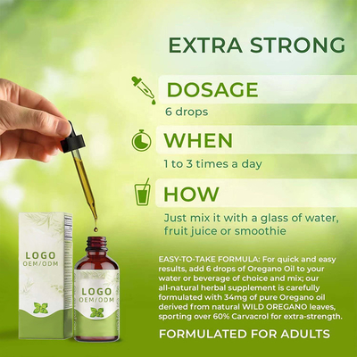 OEM/ODM Organic Natural Oregano Oil Enhance Immunity Improve Health Antioxidant Weight Loss Oregano Oil Drops