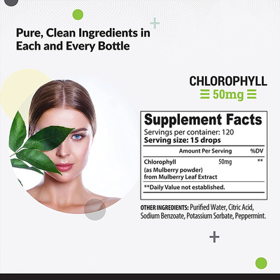 OEM/ODM Chlorophyll Liquid Drops For Water Peppermint Flavored For Skin Health Immune Support Energy Supplement