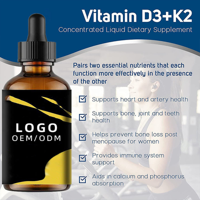 Organic Vitamin D3 K2 Drops MCT Oil Omega Vitamin D Liquid 5000 IU OEM