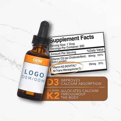 All Natural Non GMO OEM Vitamin D3 With K2 Liquid Drops