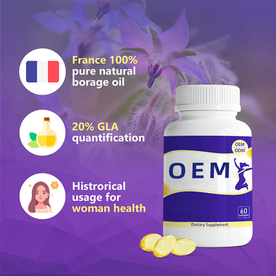 HACCP ISO Women Hormones Anti Anxiety Refined Borage Oil Softgel Capsule