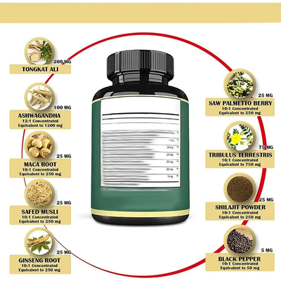 60pcs Organic Maca Root Powder Capsules Men'S Nutritional Supplements