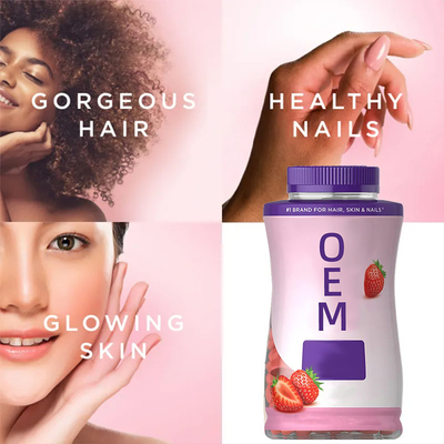 Hair Growth Strawberry Vitamin Gummies Custom Private Label