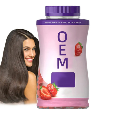 Hair Growth Strawberry Vitamin Gummies Custom Private Label